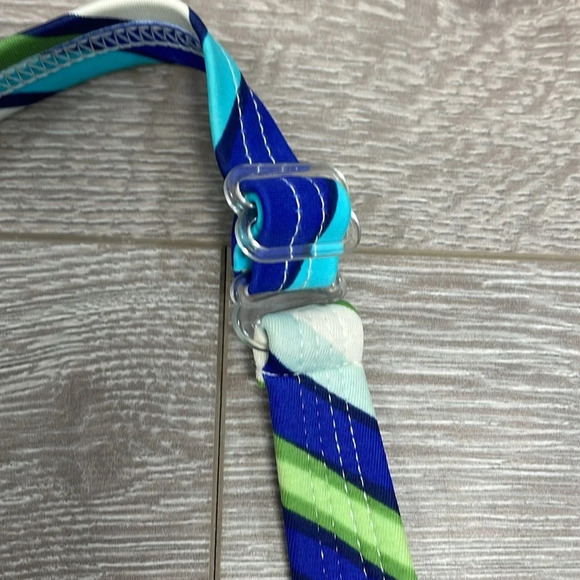 NWOT L.L. Bean Tankini Halter Swim Top V-Neck Diagonal Striped 10 - Picture 2 of 11